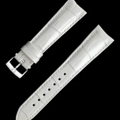 Weißes Alligatorlederarmband mit Dornschließe